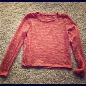 Forever 21 Coral Long Sleeve knit Sweater Top
